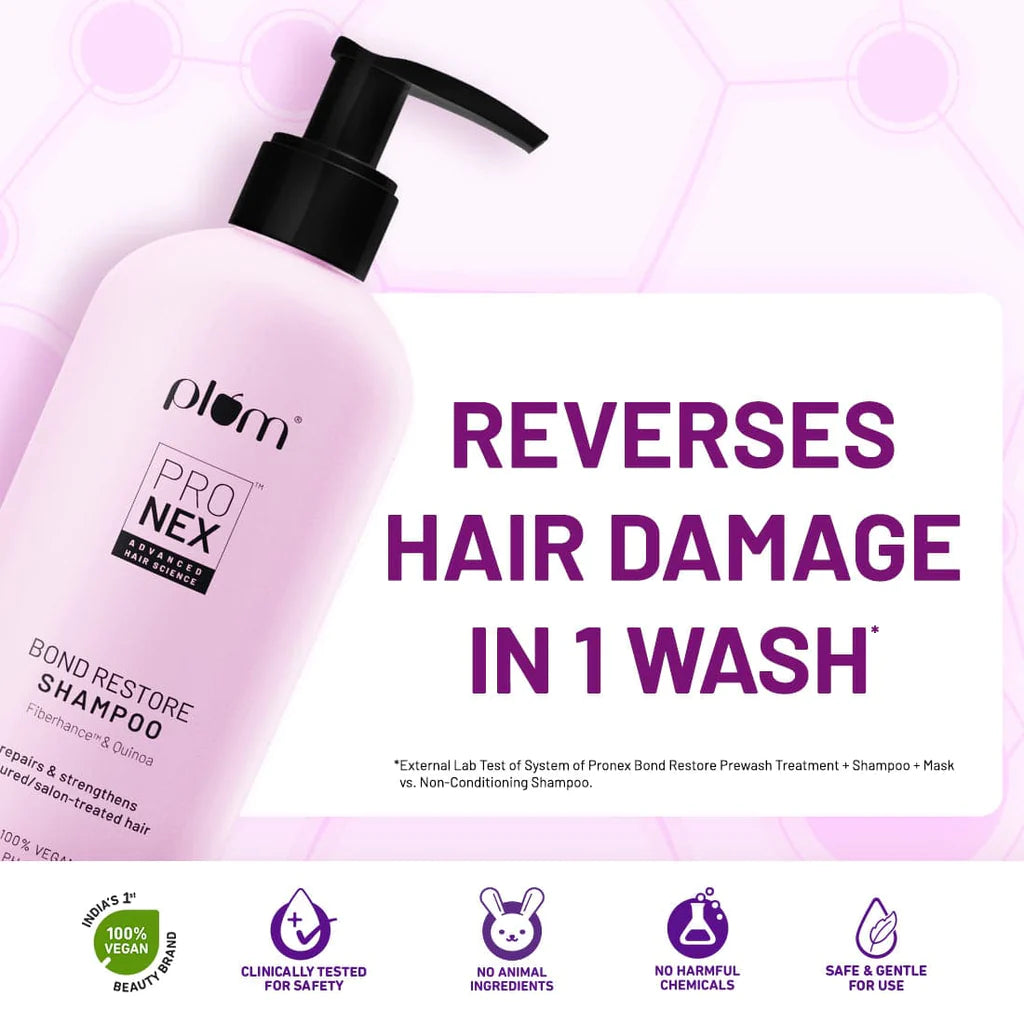ProNexᵀᴹ Bond Restore Shampoo  |  With Patented Techology - Fiberhanceᵀᴹ, Symhair® Restore and Quinoa Extracts  |  Sulphate-Free  |  100% vegan  |  Strengthens and Repairs Damaged Hair Bonds