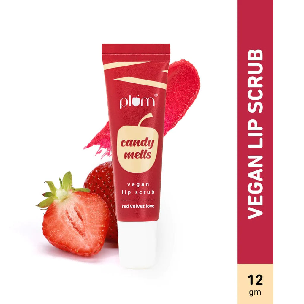 Candy Melts Vegan Lip Scrub | Red Velvet Love | With Cane Sugar Crystals | For Men & Women | 100% Vegan