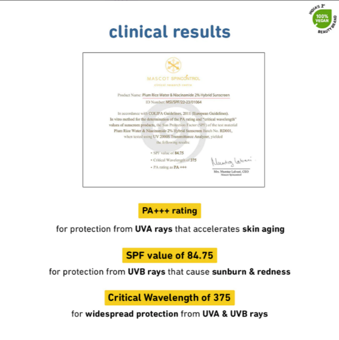 2% Niacinamide & Rice Water SPF 50 PA+++ Hybrid Sunscreen  |  Protects from UVA & UVB Rays  |  Fragrance-free  |  All Skin Types  |  100% Vegan