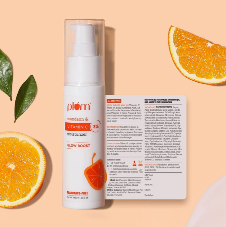 3% Vitamin C Moisturizer with Mandarin  |  For Glowing Skin  |  For Hyperpigmentation & Dull Skin  |  100% Vegan