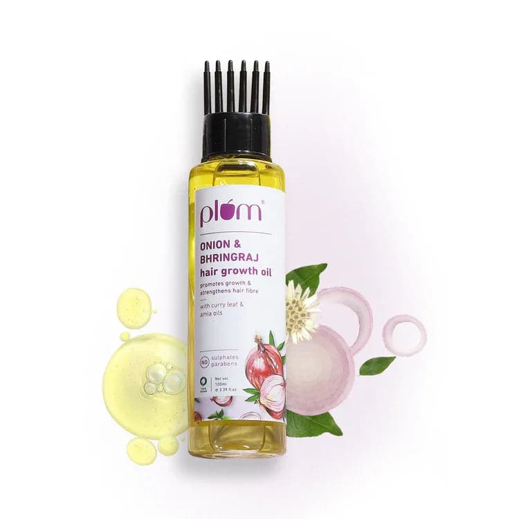 Onion & Bhringraj Hair Growth Oil  | With Curry Leaf and Amla Oils |  Promotes Growth, Strengthens Hair  | For All Hair Types | Silicone-Free  | Paraben-Free | 100% Vegan Available in: 100 ml