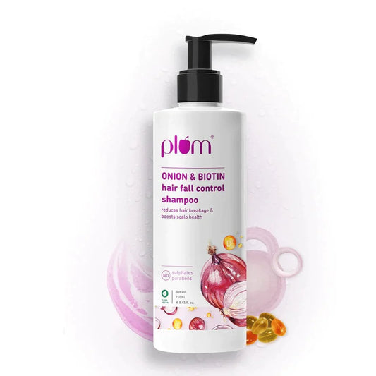 Onion & Biotin Hair Fall Control Shampoo| Reduces Breakage, Strengthens Hair & Boosts Scalp Health  |  For All Hair Types  |  Sulphate-Free |  Silicone-Free  |  Paraben-Free |  100% Vegan  Available in: 250 ml